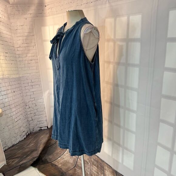 Rails Rhiannon Tie-Neck denim Chambray Dress size large - Picture 4 of 14